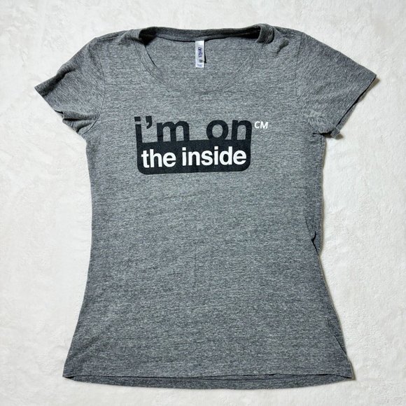 Bella Tops - Bella Shirt Women's L Grey "I'm On The Inside" - Made in the USA Casual Tee Top